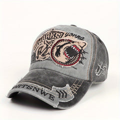 Casual Cotton Baseball Cap with Shark Embroidery