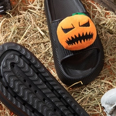 Women's Pumpkin Face Decor Slippers Halloween Shoes
