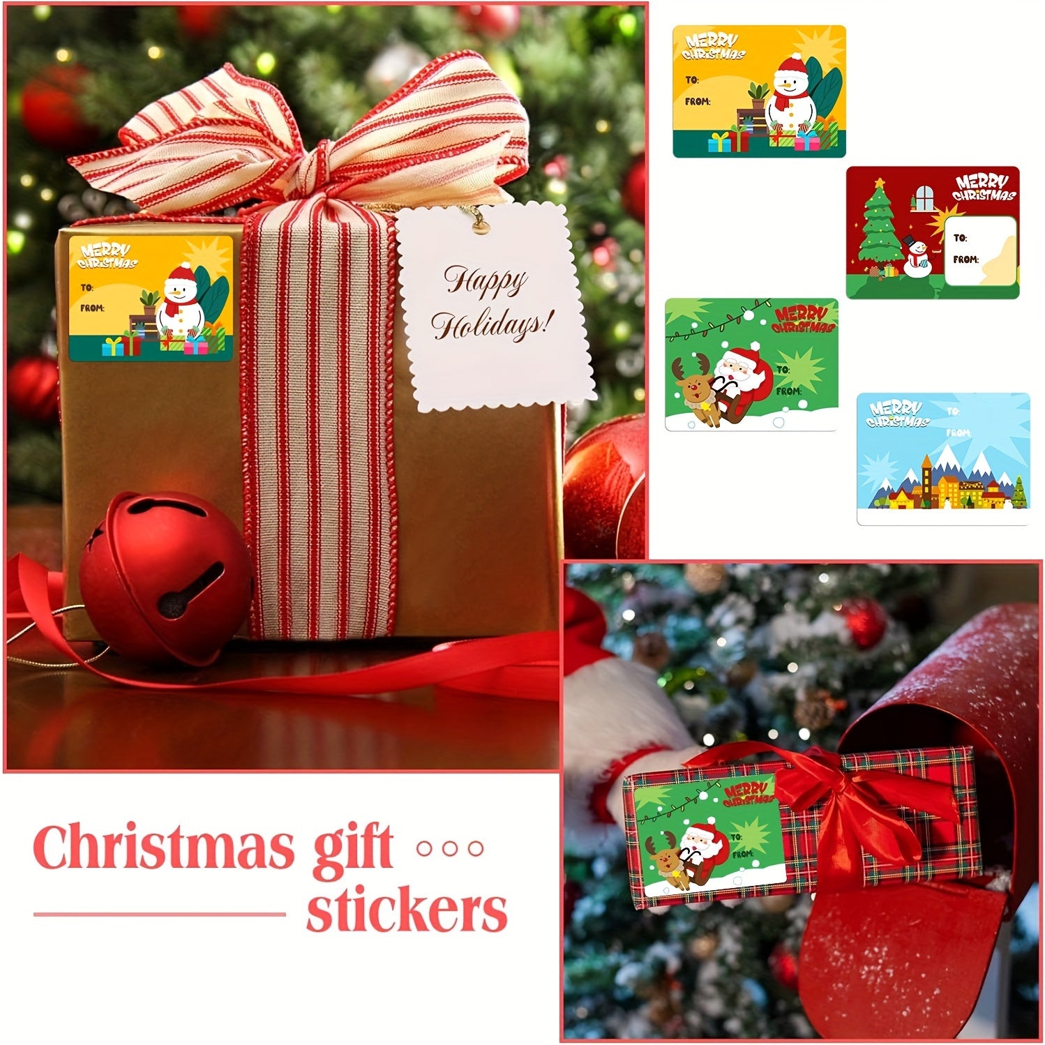 200pcs Christmas Series Water Bottle Stickers Labels Self Adhesive