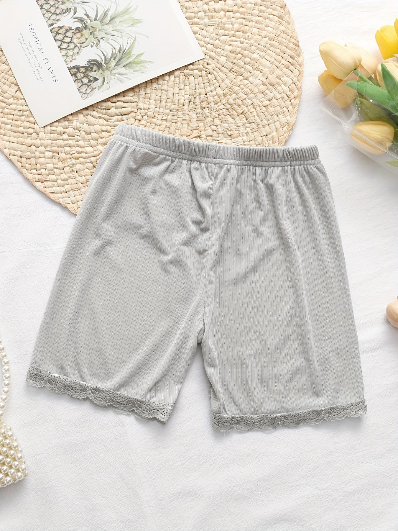 Floral Edges Lounge Shorts Soft Pajamas for Summer
