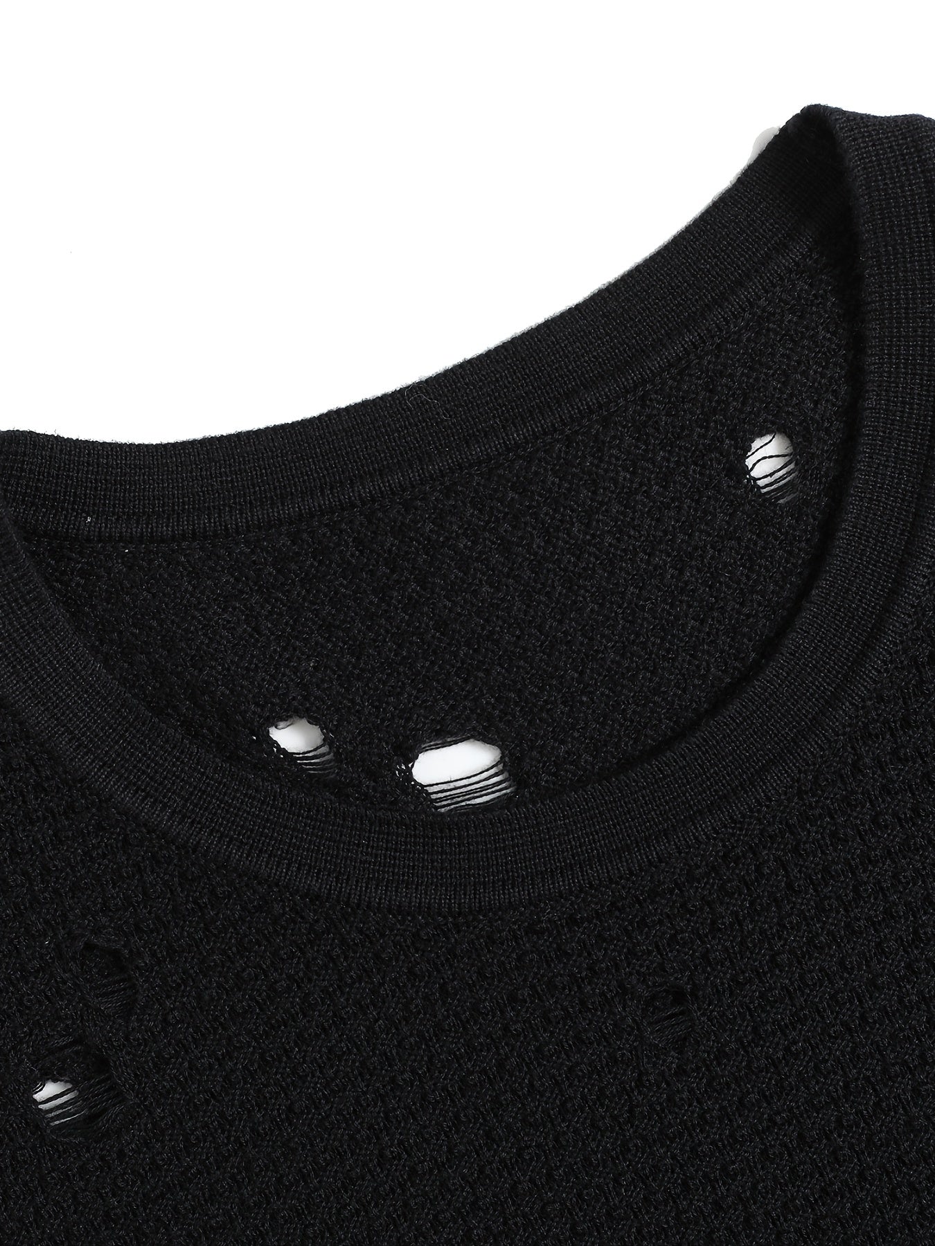 Men's Knit Hollow Out Sweater Long Sleeve Crew Neck Thermal Top