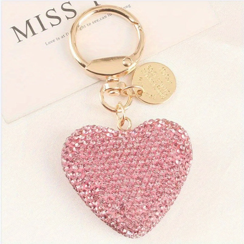 Love Car Keychain For Men Creative Diamond Set Love Earphone Case Bag Pendant