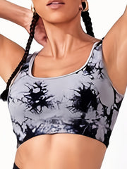 Plus Size Tie Dye Wireless Racer Back Sporty Bra