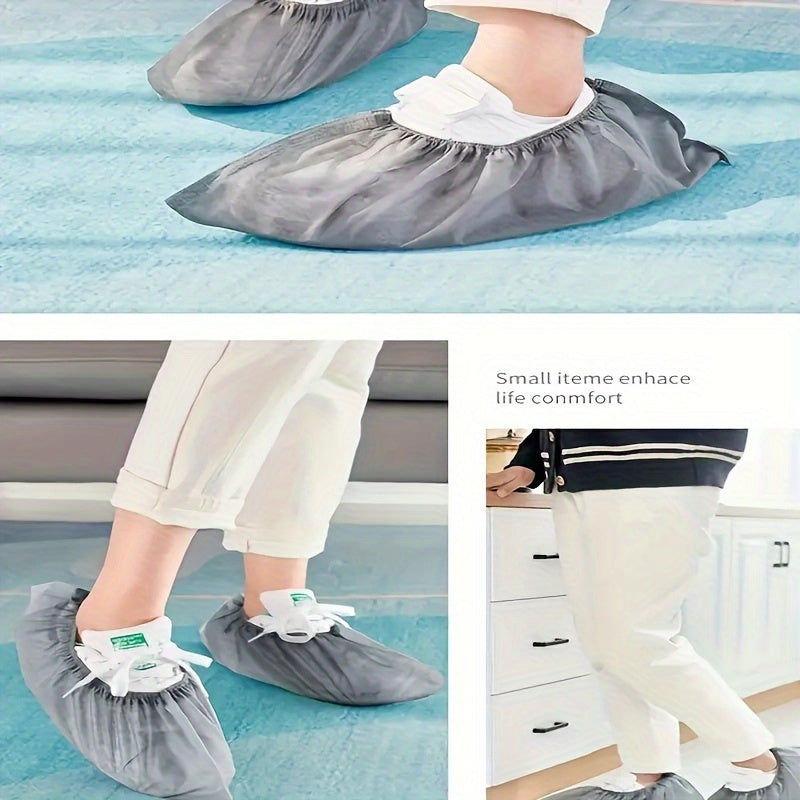 100pcs Disposable Non-woven Shoe Covers Slip Resistant Durable for Movers