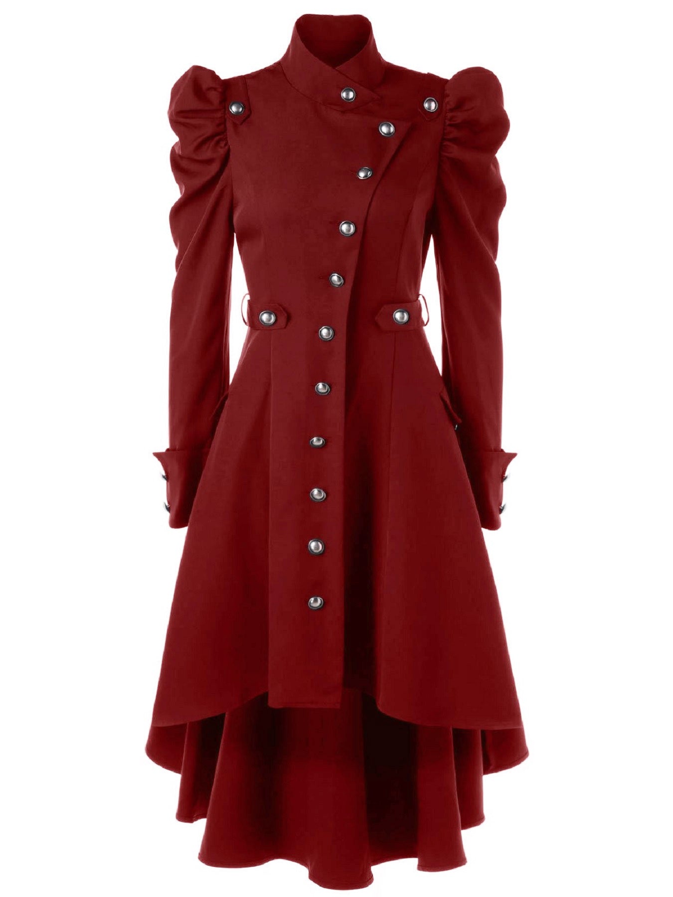 Double Breasted Belted Pea Coat Spring Mid Long Lapel Outerwear