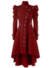 Double Breasted Belted Pea Coat Spring Mid Long Lapel Outerwear