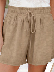 Solid Drawstring Shorts for Women