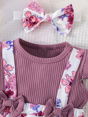 Baby Girls Flying Sleeve Dress with Bowknot