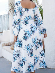 Floral Print Long Sleeve Maxi Dress Plus Size