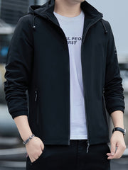 Men's Slim Fit Zippered Hooded Casual Jacket