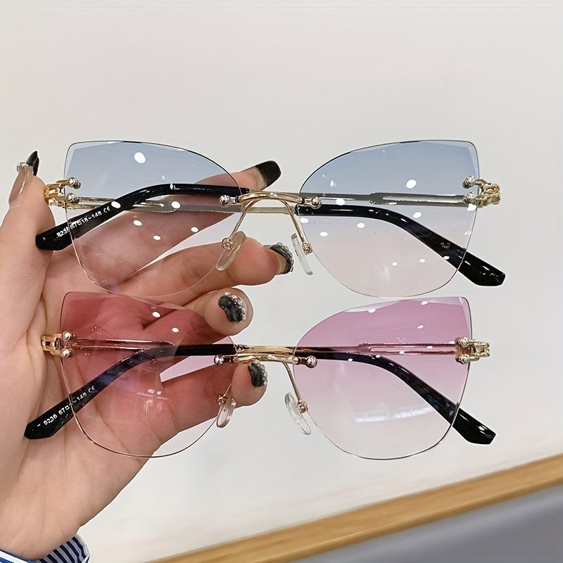 Oversized Cat Eye Sunglasses Metal Frame Stylish Women