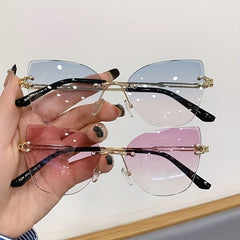 Oversized Cat Eye Sunglasses Metal Frame Stylish Women