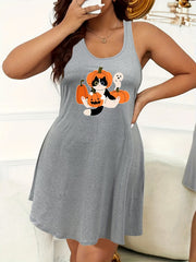 Halloween Nightdress Women's Cat & Pumpkin & Ghost Print Tank