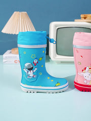 Men's Cartoon Astronauts Pattern Rain Boots Non-slip Waterproof Shoes