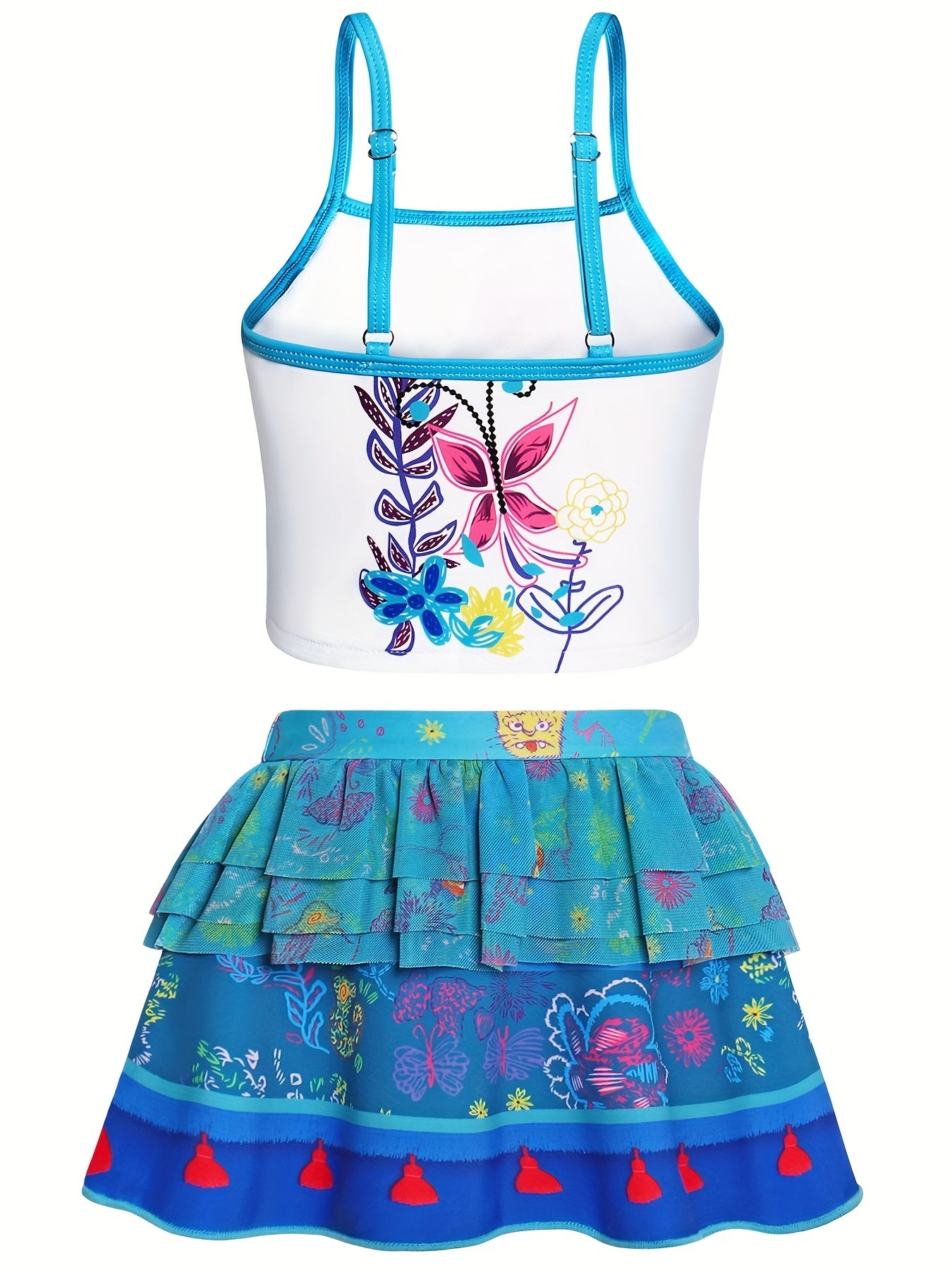 Girls Cartoon Spaghetti Strap Swim Set