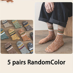 Vintage Striped Knitted Socks Men's Crew Socks All Seasons