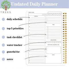 Work Daily Planner Notebook Agenda Undated Schedule 8.5x5 Inches