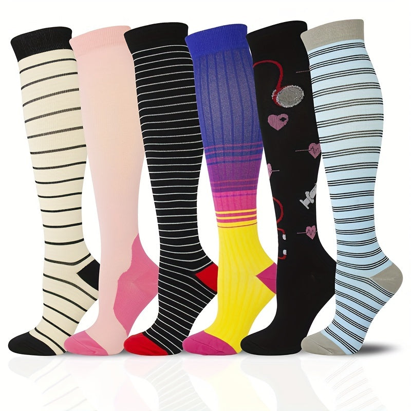 6 Pairs Durable Compression Socks for Outdoor Activities