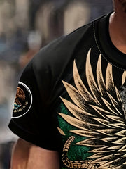 Eagle Pattern T shirt Men's Casual Round Neck Tee Shirt For Summer