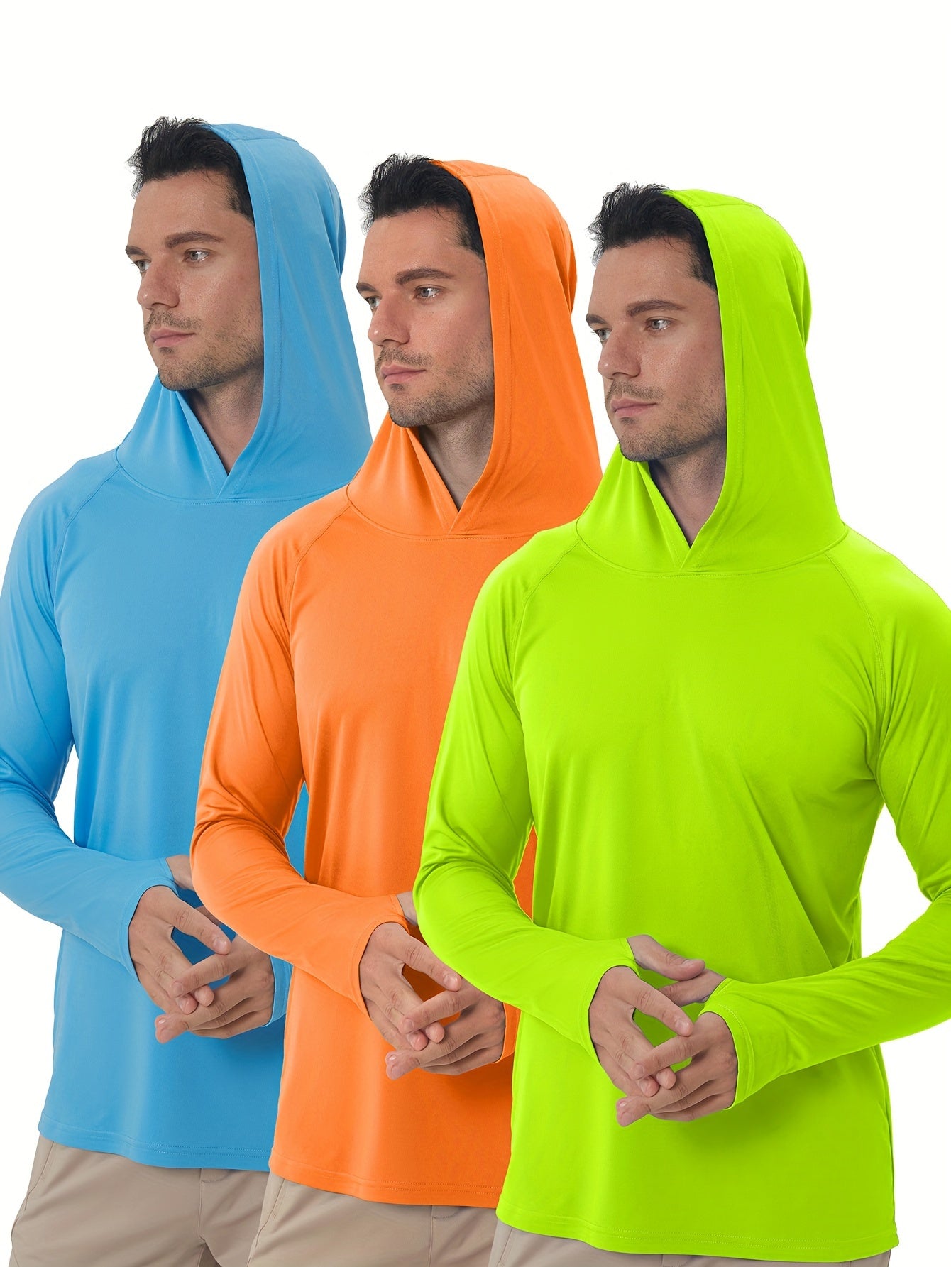 Men's UPF 50 Sun Protection Long Sleeve Hoodie for Outdoor Fishing