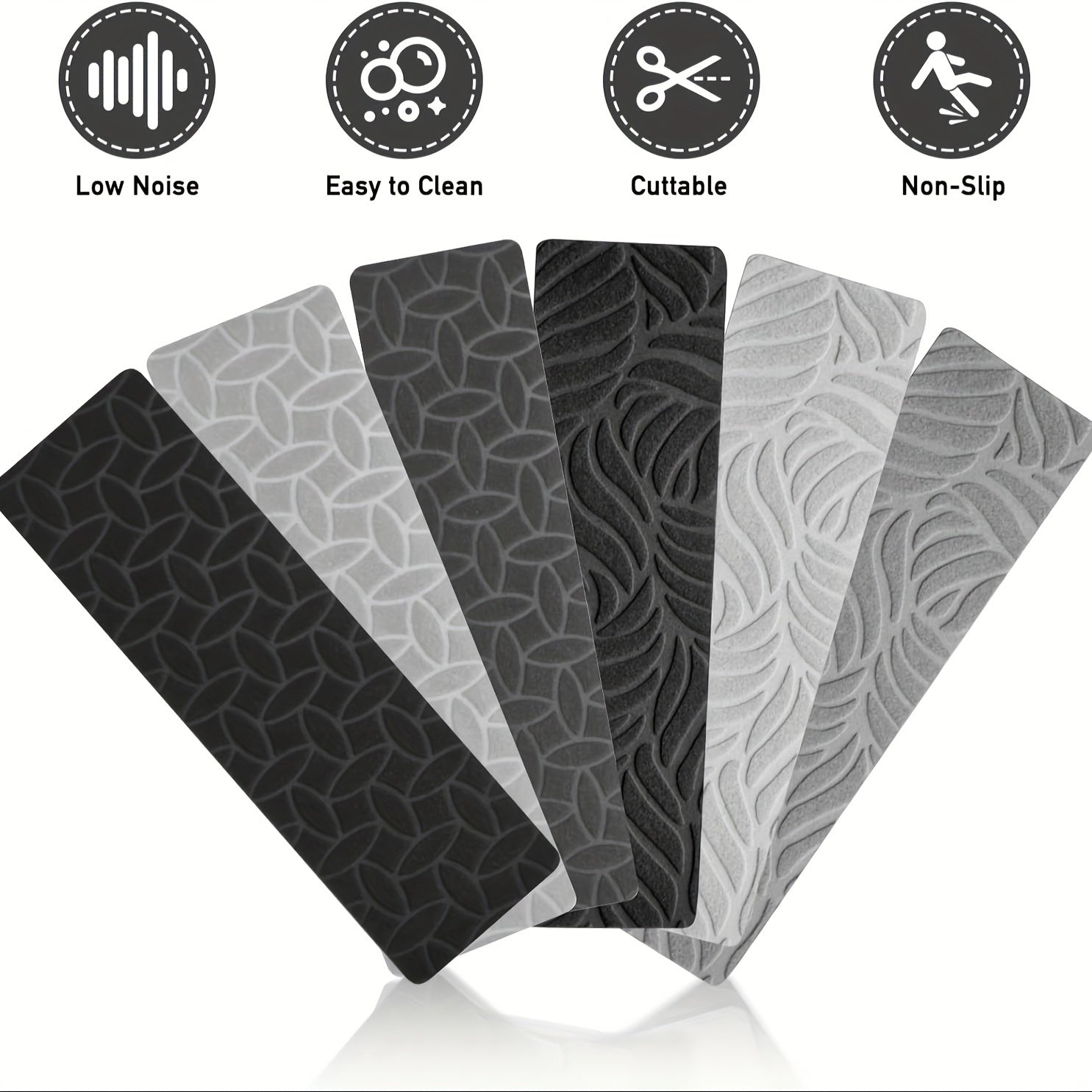 Non Slip Stair Treads for Wooden Steps - Set of 15 Leaf Gray