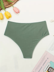 Green High Waist Bikini Bottom Ruched Beachwear Swimwear