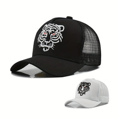 Tiger Head Embroidered Baseball Cap Animal Mesh Trucker Hat