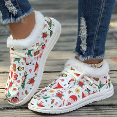 Women's Christmas Snow Boots, Dwarf & Snowflake Patterns, Plus Plush