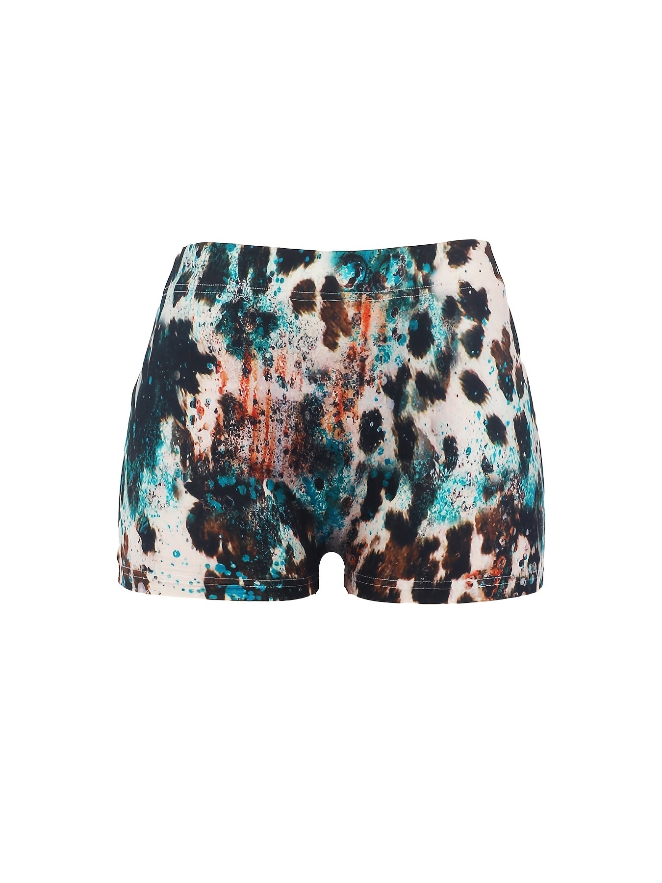 Letter & Leopard Print Skinny Shorts Casual Shorts For Spring & Summer