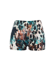 Letter & Leopard Print Skinny Shorts Casual Shorts For Spring & Summer