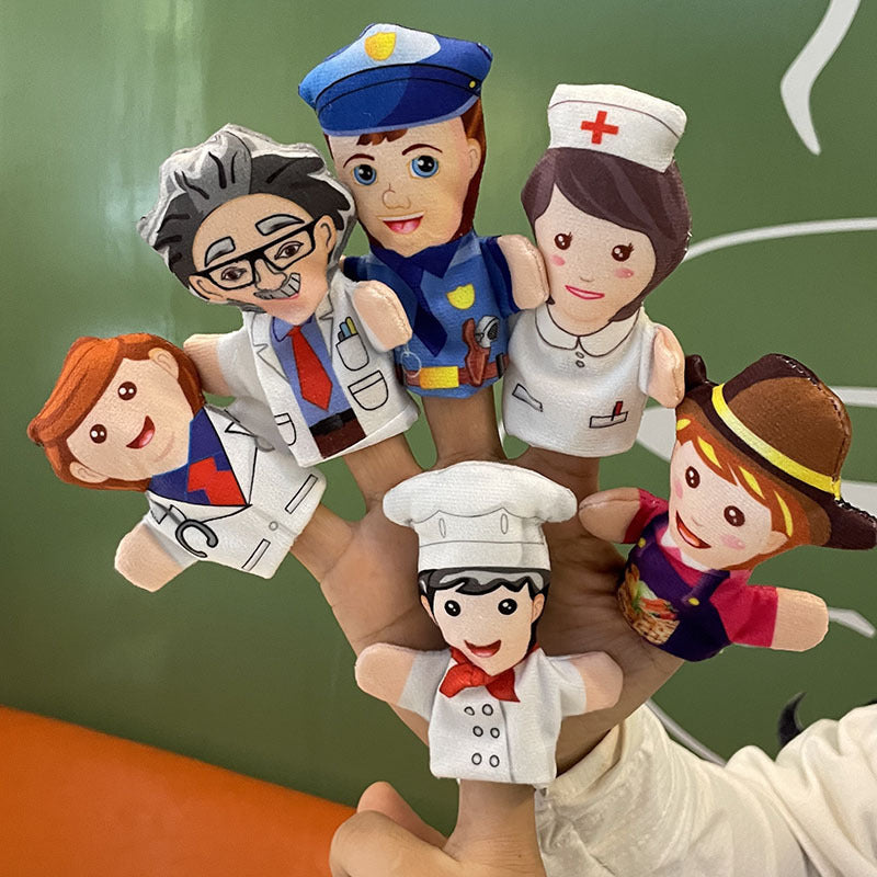 3pcs Finger Puppets Chef Nurse Police Farmer Chef Scientist Role Playing Toys