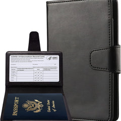 Leather Passport & Vaccine Card Holder Combo - Wallet Cover