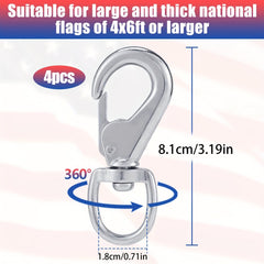 8pcs Heavy Duty Zinc Alloy Swivel Snaps Flag Snap Clips Stainless Steel Hooks