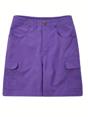 Versatile Solid Cargo Shorts for Women with Pockets