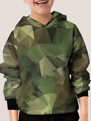 Kids Army Green Pattern Hoodie Pullover Long Sleeve Top