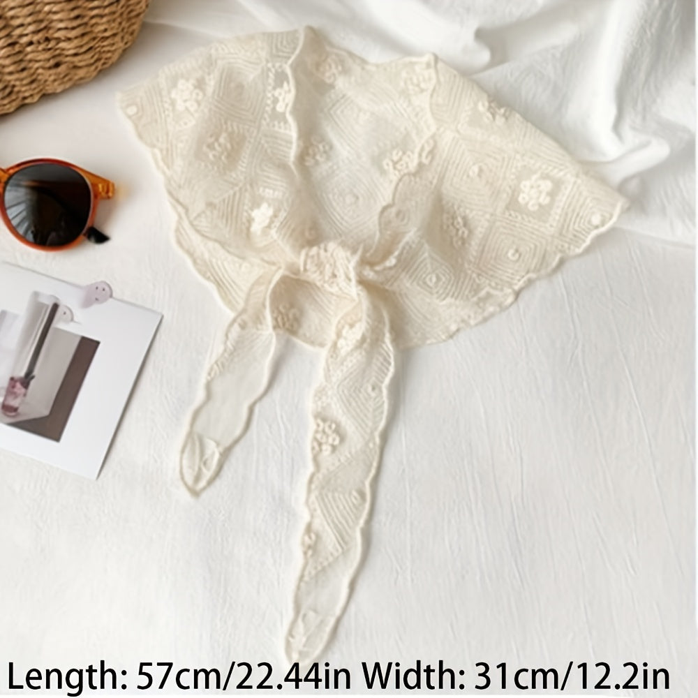 Cotton Lace Triangle Scarf with Lace Up Shawl