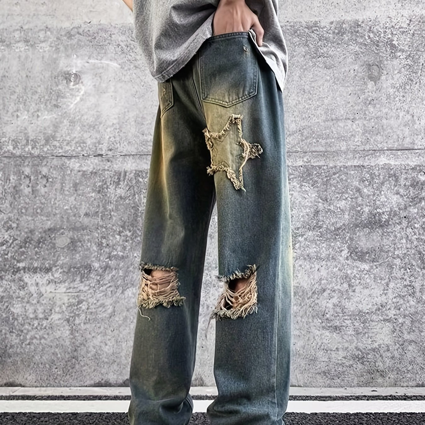 Men's Vintage Ripped Denim Jeans
