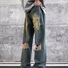Men's Vintage Ripped Denim Jeans