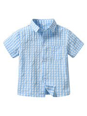 Boys Short Sleeves Button Casual Summer Shirt