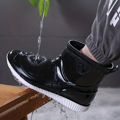 Men's Waterproof Mid Top Rain Boots for Outdoor Walking Fishing