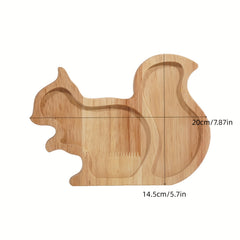 Cute Squirrel Wooden Snack Tray for Fruits and Snacks
