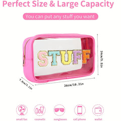 Large Clear Chenille Letters Makeup Bag for Travel