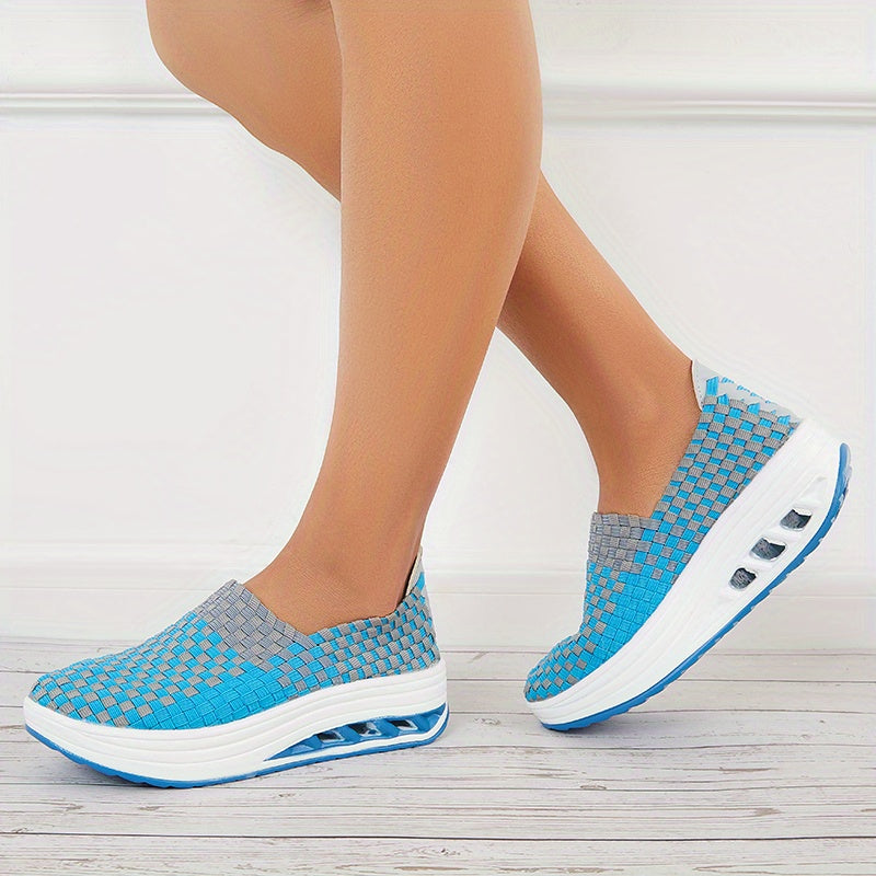 Women's Air Cushion Woven Walking Shoes Outdoor Casual Sneakers