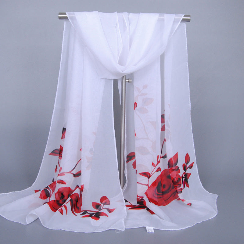 Print Silk Scarf Lightweight Neck Scarfs Vintage Hair Wrap