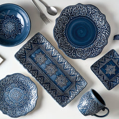 Embossed Dinner Plates Baroque Style Ceramic Tableware Kitchen