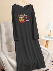 Christmas Lounge Dress Women's Plus Pig & Letter Graphic Tee