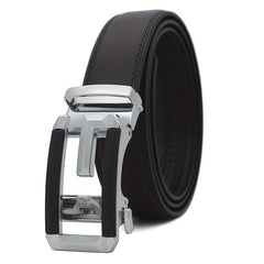 Men's PU Leather Belt Automatic Buckle Casual Pants Belt Size 49 2in