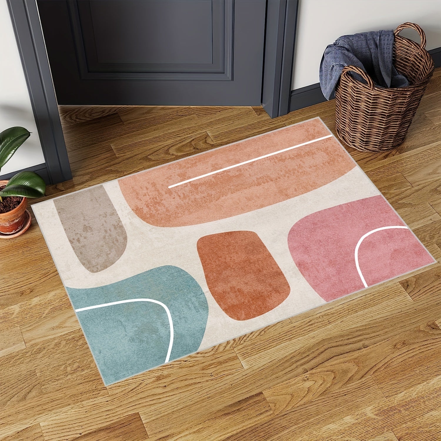 Irregular Pattern Door Mat - Anti Slip Rubber Back, Easy to Clean