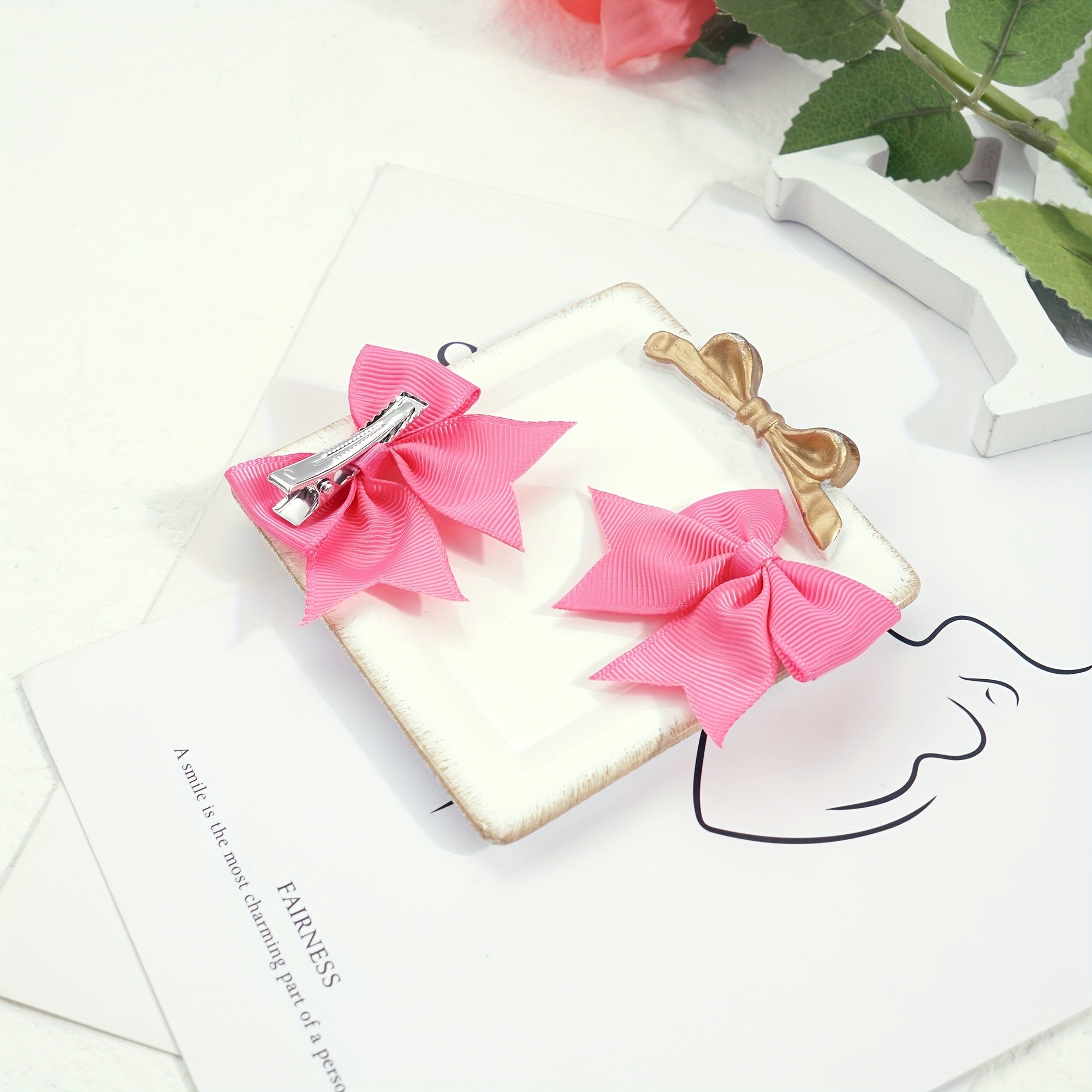 40pcs Kids Bow Leather Hairbands Hair Rings 5.08 cm Bow Leather Bands