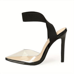 Women's Point Toe Clear Stiletto Sandals for Party